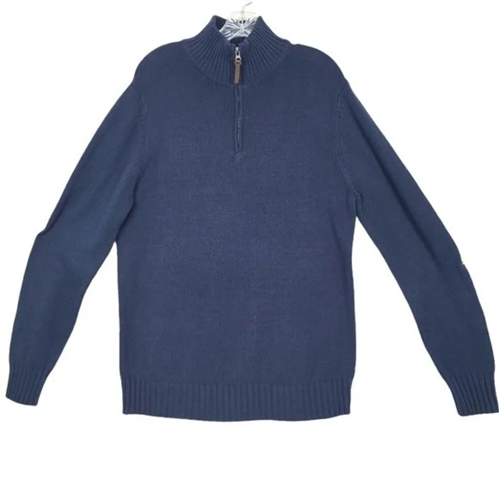 Aeropostale Prince & Fox Half Zip Sweater Men M Navy Cotton Blend‎ Knit Pullover